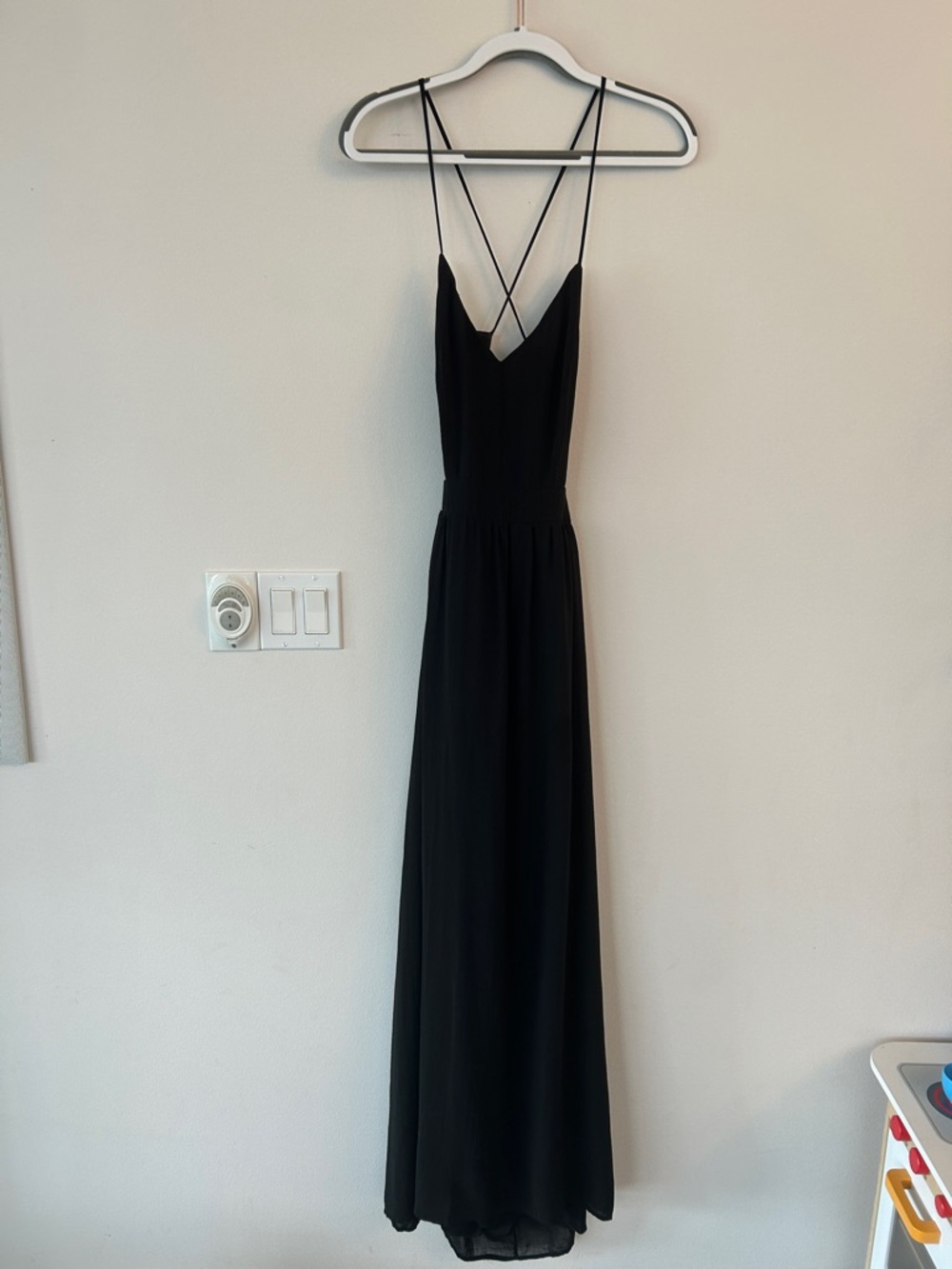 Lulu's Black Maxi Dress with Crisscross Back Straps